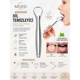 Mersi Shop Paslanmaz Çelik Dil Temizleyici – Ağız Kokusu Giderici Hijyen Ürünü - Gümüş