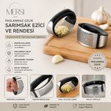 Mersi Shop Paslanmaz Çelik Sarımsak Ezici ve Rendesi | Ergonomik El Tipi Sarımsak Öğütücü - 1