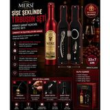 Mersi Shop Şişe Şeklinde Tirbuşon Seti Kırmızı | Şarap Açacağı Hediye Seti 33X7 cm