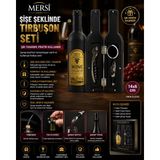 Mersi Shop Şişe Şeklinde Tirbuşon Seti Siyah | Şarap Açacağı Mantar Açacak Hediye Seti 14X6 cm