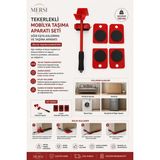 Mersi Shop Tekerlekli Mobilya Taşıma Aparatı Seti – Ağır Eşya Kaldırma ve Taşıma Aparatı 150 kg - Kırmızı