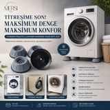 Mersi Shop Titreşim Önleyici Çamaşır Makinesi Ayağı Seti 4’lü | Kaymaz Yükseltici Makine Altlığı ve Dengeleyici Ped - Gri