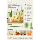 Mersi Shop Yaprak Şeklinde Kokteyl Çubukları 10’lu Set – Dekoratif Sunum ve Atıştırmalık Çubuğu - Yeşil