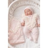 Mert Baby Emma Triko 5'li Organik Hastane Çıkış Seti %100 Pamuk Yenidoğan V Yaka Dantel Kız Bebek