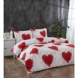 Mert Çift Kişilik Yorgan Kılıfı 2 Adet Yastık Kılıfı - 200 x 220 cm - Kırmızı - Beyaz