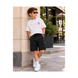 Mert cocuk ERKEK ÇOCUK SİYAH BELİ LASTİKLİ GABARDİN KARGO CEPLİ ŞORT