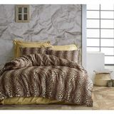 Mert Collection Çarşı Çift Kişilik Yorgan Kılıfı 2 Adet Yastık Kılıfı Leopar Temalı - Kahverengi - 200 x 220 cm
