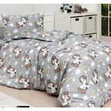 Mert Collection Çarşı Gri Unicorn Pamuklu Lastikli Çarşaflı (Fitted) Tek Kişilik Nevresim Takımı - 160 x 220 cm - Açık Gri