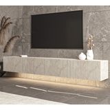 Mert Sert Mobilya Assos 240CM Günışığı Ledli Tv Sehpası, Tv Ünitesi - Traverten