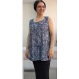 Mertcan Butik Açık lacivert (indigo) desenli kalın askılı penye tişört