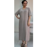 Mertcan Butik Kahve vizon desenli kısa kollu penye viskon elbise