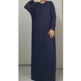 Mertcan Butik Lacivert yarasa kol salaş penye viskon tesettür elbise
