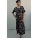 Mertcan Butik Siyah çiçek desenli kısa,kollu penye viskon elbise