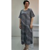 Mertcan Butik Siyah füme desenli kısa kollu penye viskon elbise