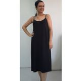 Mertcan Butik Siyah ip askılı penye viskon elbise