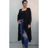 Mertcan Butik Siyah önü dökümlü salaş uzun kollu penye viskon ceket