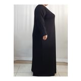Mertcan Butik Siyah Penye Viskon Uzun Kollu Elbise
