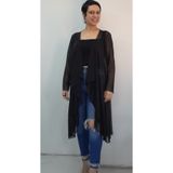 Mertcan Butik Siyah salaş önü dökümlü uzun kollu tül ceket