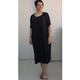 Mertcan Butik Siyah yarasa kol salaş penye viskon dirsek kol elbise