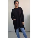 Mertcan Butik Siyah yarasa kol tek cepli penye viskon tunik