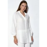 Merterium Kadın Dokulu Oversize Tunik 1491 - Beyaz