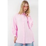 Merterium Kadın Dokulu Oversize Tunik 1491 - Pembe