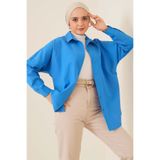 Merterium Kadın Oversize Tesettür Gömlek Saks 1051