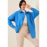 Merterium Kadın Oversize Tesettür Gömlek Saks 1051