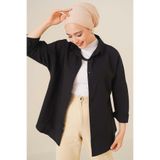 Merterium Kadın Oversize Tesettür Gömlek Siyah 1051
