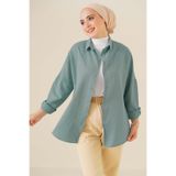 Merterium Kadın Oversize Tesettür Gömlek Su Yeşili 1051