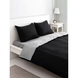 MerTim Pamuklu Ranforce Tek Kişilik Small Size 135x200 Çift Taraflı Nevresim Yorgan Kılıfı Siyah-Gri