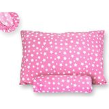 Mertim Ranforce Kumaş Lastikli Ara Ölçü Çarşaf Takımı 120x200 Pembe Yıldız Desenli - 120 x 200 cm