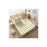 Mertim Ranforce Kumaş Lastikli Battal Boy Çarşaf Takımı 180x200 Sarı Zikzak Desenli - 180 x 200 cm