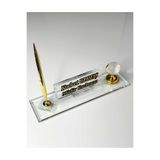 MERTKRİSTAL Kristal Masa İsimliği Kalemli Ofis Büro Makam Hediyesi M560-ŞGOLD