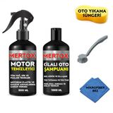 Mertox Araç Araba Otomobil Oto Temizlik Seti - Motor Temizleyici + Cilalı Oto Şampuanı 2X500ml