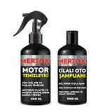 Mertox Araç Araba Otomobil Oto Temizlik Seti Ürünleri - Motor Temizleyici + Cilalı Oto Şampuanı 2X500ml Malzemeleri
