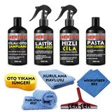 Mertox Araç Araba Otomobil Oto Temizlik Ve Bakım Seti Cilalı Oto Şampuanı+Lastik Parlatıcı+Hızlı Cila Ve İnce Pasta Çizik Giderici 4X500ml