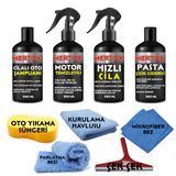 Mertox Araç Araba Otomobil Oto Temizlik Ve Bakım Seti Cilalı Oto Şampuanı+Motor Temizleyici+Hızlı Cila Ve İnce Pasta Çizik Giderici 4X500ml