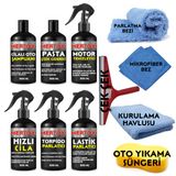 Mertox Araç Araba Otomobil Oto Temizlik Ve Bakım Seti Cilalı Oto Şampuanı+Pasta İnce Çizik Giderici+Motor Temizleyici+Hızlı Cila+Torpido+Last
