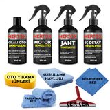 Mertox Araç Araba Otomobil Oto Temizlik Ve Bakım Seti Motor Jant İç Detay Temizleyici Ve Cilalı Oto Şampuanı 4X500ml