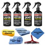 Mertox Araç Araba Otomobil Oto Temizlik Ve Bakım Seti Motor Jant İç Detay Temizleyici Ve Lastik Parlatıcı 4X500ml Temizleme Solüsyon Bakım Koruma
