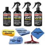 Mertox Araç Araba Otomobil Oto Temizlik Ve Bakım Seti Motor Jant Temizleyici Cilalı Oto Şampuanı Ve Lastik Parlatıcı 4X500ml