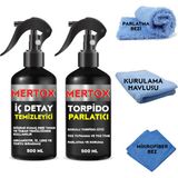 Mertox Oto Araç Araba Temizlik Seti Ürünleri - Iç Detay Temizleme + Torpido Parlatıcı 2X500ML Malzemeleri