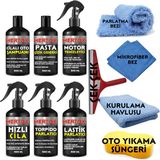 Mertox Oto Araç Araba Temizlik ve Bakım Seti Oto Şampuanı+Pasta Ince Çizik Giderici+Motor Temizleyici+Hızlı Cila+Torpido+Lastik Parlatıcı 6X500ML