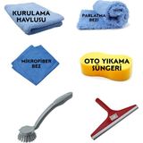 Mertox Otomobil Araç Araba Oto Motor Cam Yıkama Kurulama Cila Seti=sünger Mikrofiber Bez Havlu Parlatma Camsil Fırça