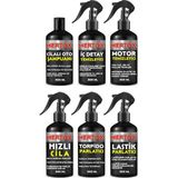Mertox Otomobil Araç Araba Oto Temizlik Seti Oto Şampuanı+Iç Detay+Motor+Hızlı Cila+Torpido+Lastik 6X500ML