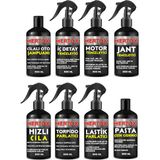 Mertox Otomobil Araç Araba Oto Temizlik Seti Şampuan+Iç Detay+Motor+Hızlı Cila+Torpido+Lastik+Jant+Pasta 8X500ML
