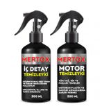 Mertox Otomobil Araç Araba Oto Temizlik Seti Ürünleri - Iç Detay + Motor Temizleyici Sprey 2X500ML Malzemeleri