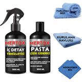 Mertox Otomobil Araç Araba Oto Temizlik Seti Ürünleri-Iç Detay Temizleme+Ince Pasta Çizik Giderici 2X500ML Malzemeleri