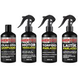 Mertox Otomobil Araç Araba Oto Temizlik Seti Ürünleri Oto Şampuanı Motor Temizleyici Torpido+Lastik Parlatıcı 4X500ML